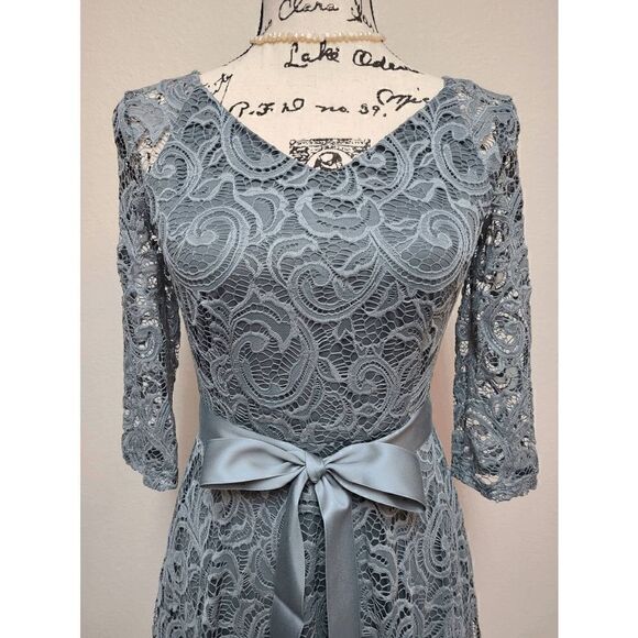 Elegant Romantic Retro Vintage Swing Lace Bridesmaid Prom Dress with Belt S NEW - Picture 8 of 16